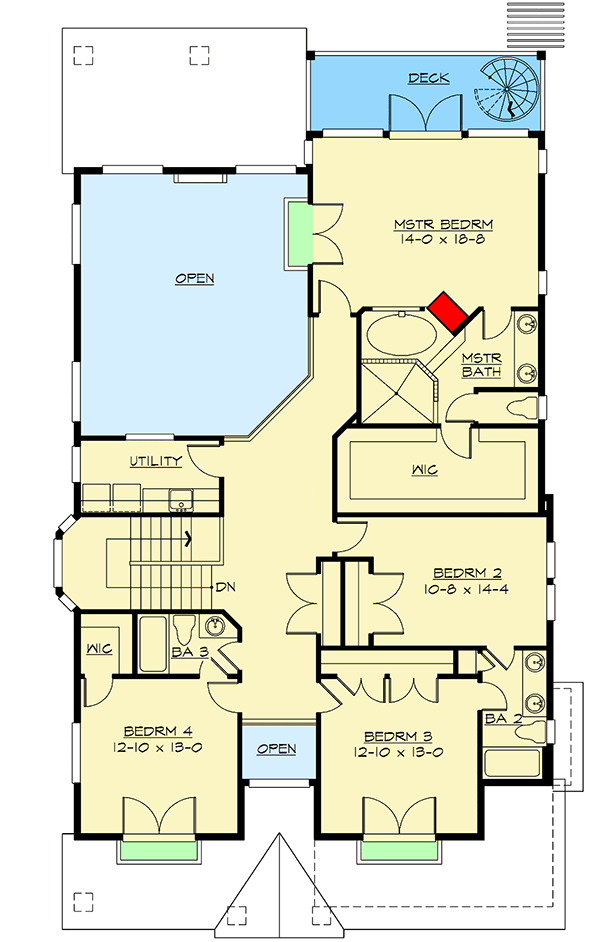 Plan 23343JD: Private Deck Off Master Suite - Floor Plan - 2nd Floor - Craftsman, Northwest