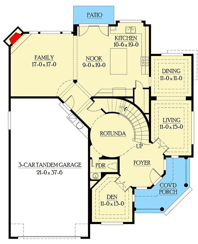 Plan 23344JD: Beautiful 4 Bed Shingle Style House Plan - Floor Plan - Main Level - Craftsman, Northwest, Shingle