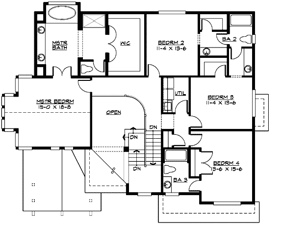 Plan 23350JD: 3 or 4-Car Tandem Garage - Floor Plan - 2nd Floor - Craftsman, Northwest
