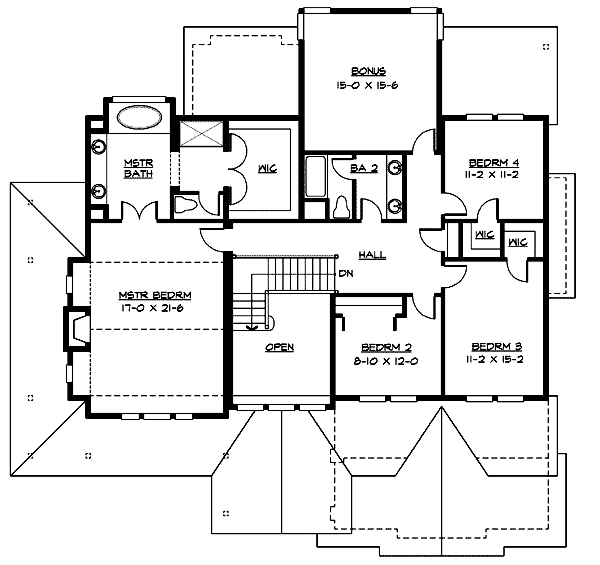 Plan 23353JD: Craftsman for the Sloping Lot - Floor Plan - 2nd Floor - Craftsman, Northwest