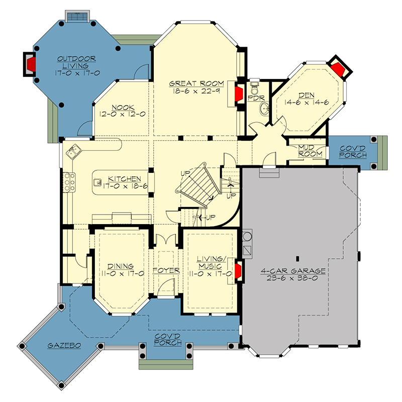 Plan 23356JD: Victorian Influences with Other Versions - Floor Plan - Main Level - Northwest, Traditional, Victorian