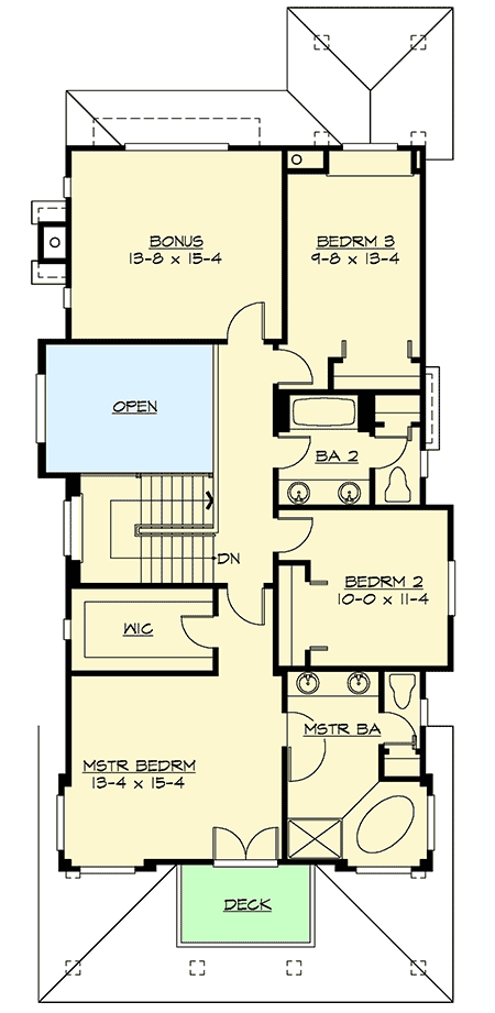 Plan 2337JD: Craftsman Four Square Style House Plan with Master Up or Down - 2500 Sq Ft - Floor Plan - 2nd Floor - Contemporary, Craftsman, New American, Northwest, Prairie