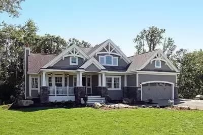 Craftsman Rambler with 3 Beds and a 2-Car Front-Facing Garage