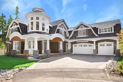 Grand Shingle-style House Plan with Turreted Loft