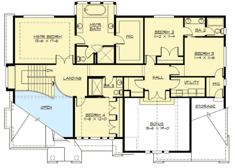 Plan 23396JD: 2-Story Master-Up House Plan with Laundry Upstairs - 3565 Sq Ft - Floor Plan - 2nd Floor - Craftsman, New American, Northwest