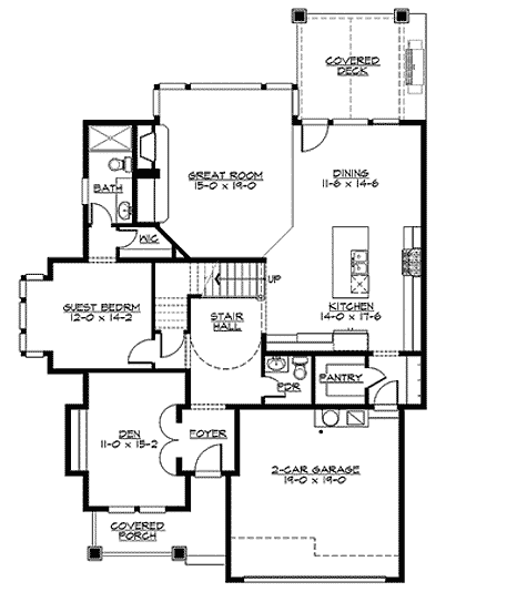 Plan 23402JD: First Floor Guest Suite - Floor Plan - Main Level - Craftsman, Northwest, Rustic