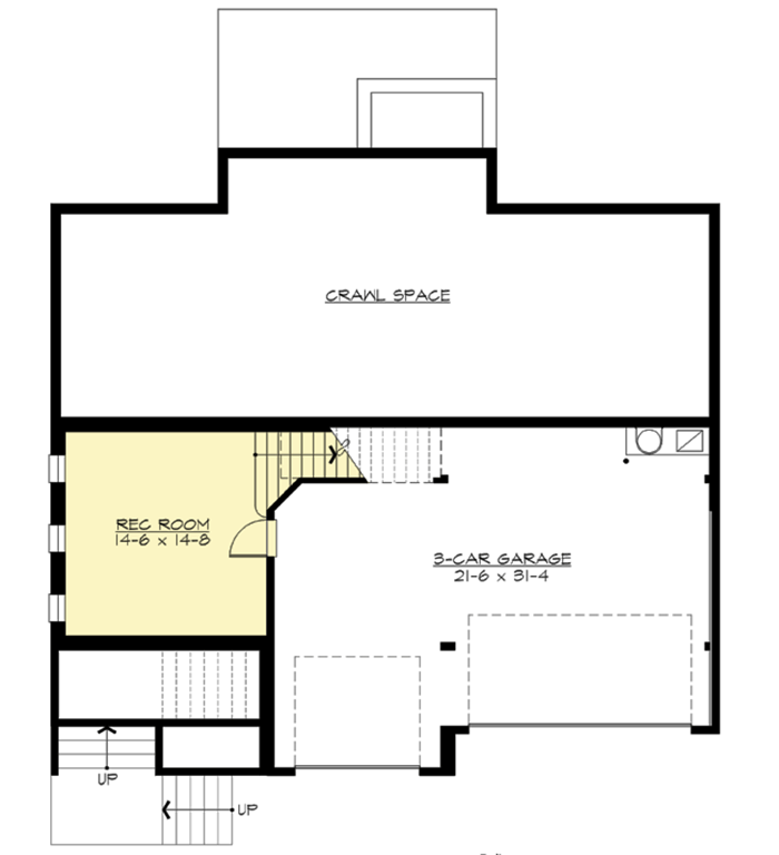 Plan 23404JD: For the Front Sloping Lot - Floor Plan - Lower Level - Craftsman, Northwest