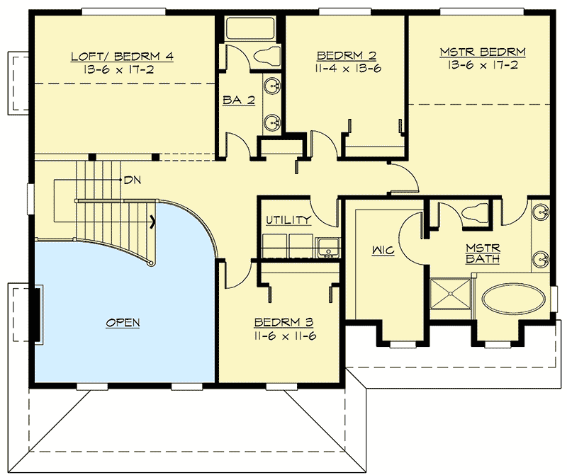 Plan 2341JD: Loft Gives You 4th Bedroom - Floor Plan - 2nd Floor - Northwest