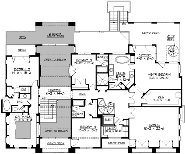 Plan 23411JD: Two-Story Library and More - Floor Plan - 2nd Floor - European, Mediterranean