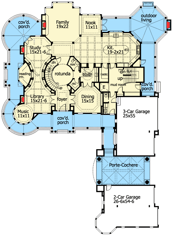 Plan 23415JD: Newport Masterpiece with Finished Walkout - Floor Plan - Main Level - Cape Cod, Coastal, Country, Craftsman, Shingle, Traditional, Vacation
