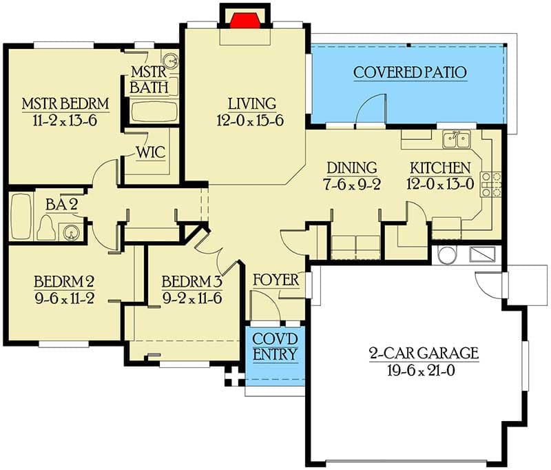 Plan 23423JD: Light and Airy Spaces - Floor Plan - Main Level - Ranch
