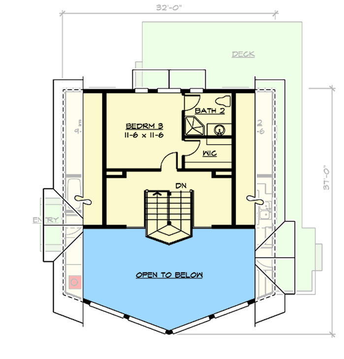 Plan 23430JD: Designed for Fabulous Views - Floor Plan - Second Level - Mountain, Rustic, Vacation