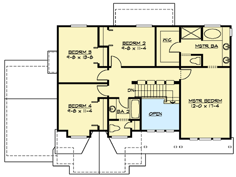 Plan 23438JD: Elevated Craftsman House Plan for a Front Sloping Lot - Floor Plan - Second Level - New American, Northwest, Traditional