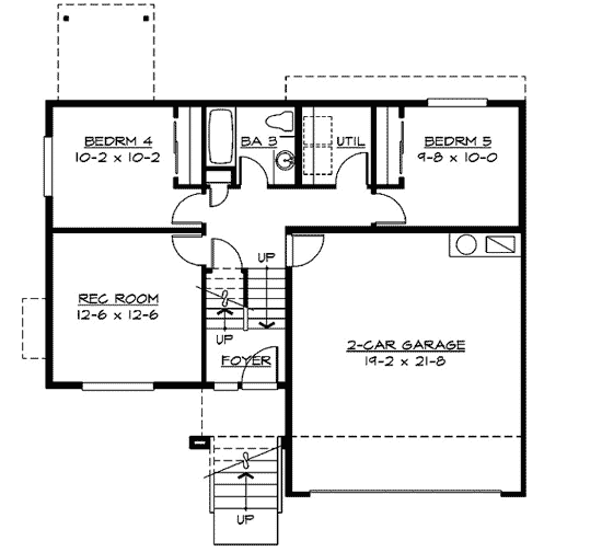 Plan 23441JD: Split Level Home Plan - Floor Plan - Basement - Northwest