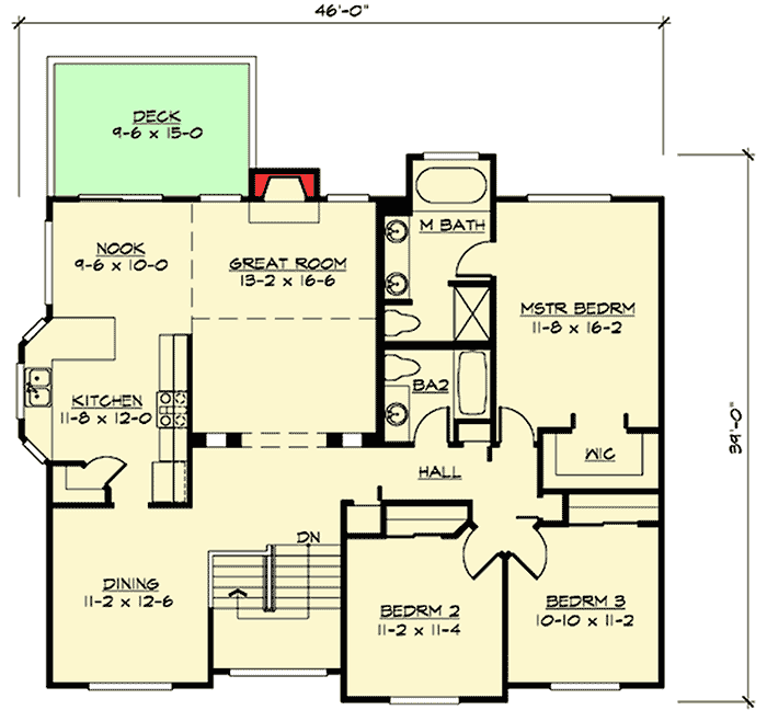 Plan 23442JD: Spacious Split Level Home Plan - Floor Plan - Main Floor - New American