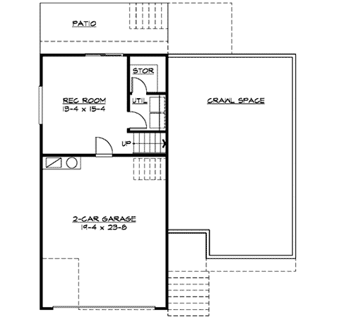 Plan 23444JD: Split Level Home Plan for Narrow Lot - Floor Plan - Basement