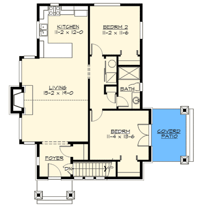 Plan 23449JD: Bungalow with Drive Under Garage - Floor Plan - Main Level - Cottage, European