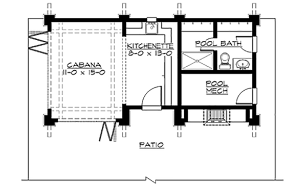 Plan 23451JD: Mountain Cabana with Views - Floor Plan - Main Level - Craftsman, Mountain, Vacation
