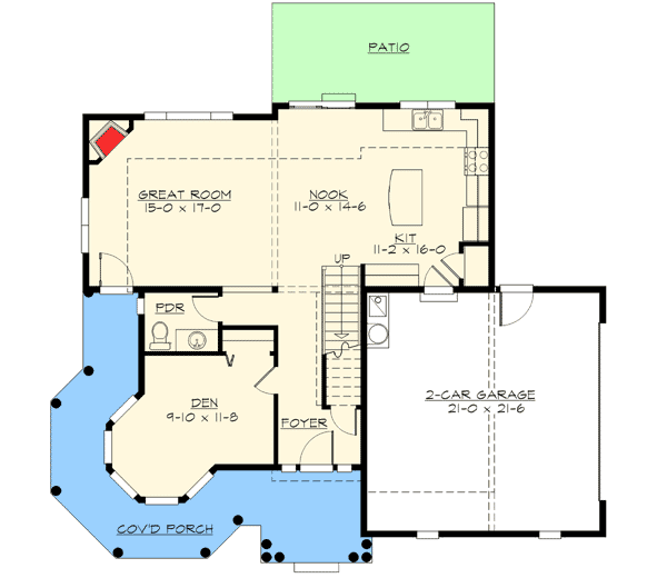 Plan 23455JD: Attractive Wrap-Around Porch - Floor Plan - Main Level - Traditional, Victorian