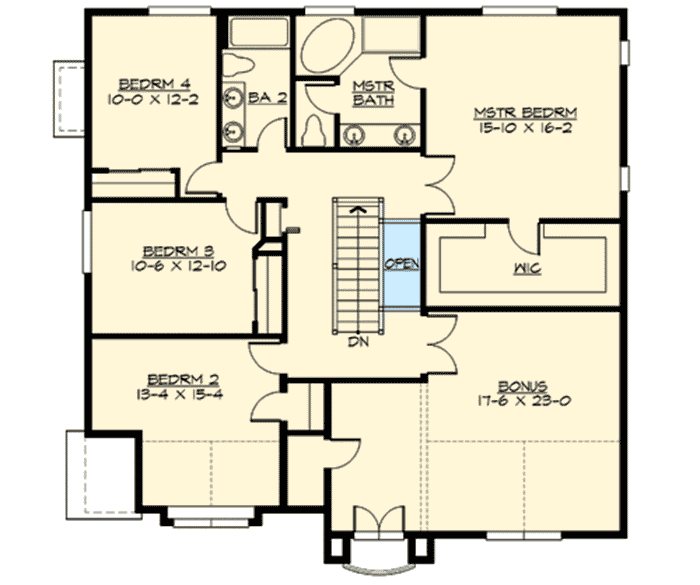 Plan 23462JD: Craftsman House Plan with Shingle and Stone Exterior - 3043 Sq Ft - Floor Plan - 2nd Floor - Craftsman, Northwest, Shingle