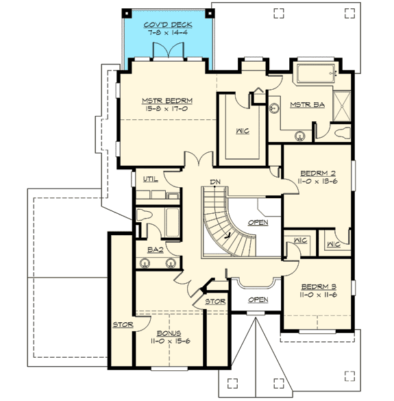Plan 23463JD: 3 Car Craftsman House Plan with Shingle and Stone Exterior - 4420 Sq Ft - Floor Plan - 2nd Floor - Craftsman, Northwest