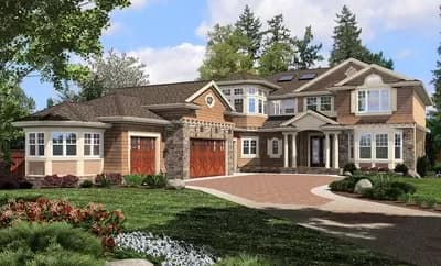 Shingle-style House Plan with Two Master Suites