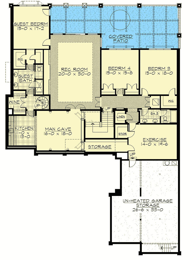 Plan 23472JD: Mountain Craftsman Home - Floor Plan - Lower Level - Craftsman, Mountain, Northwest