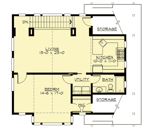 Plan 23484JD: Craftsman Garage Apartment - Floor Plan - 2nd Floor - Carriage, Cottage, Craftsman