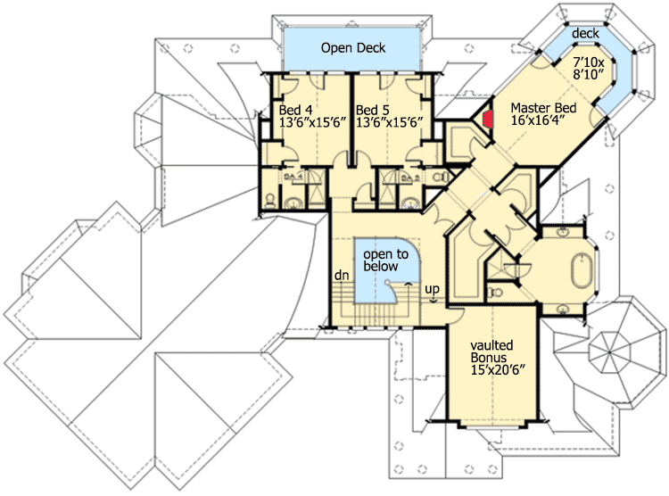 Plan 23485JD: Luxurious Shingle-Style Home Plan - Floor Plan - 2nd Floor - Coastal, Craftsman, Northwest, Shingle, Traditional