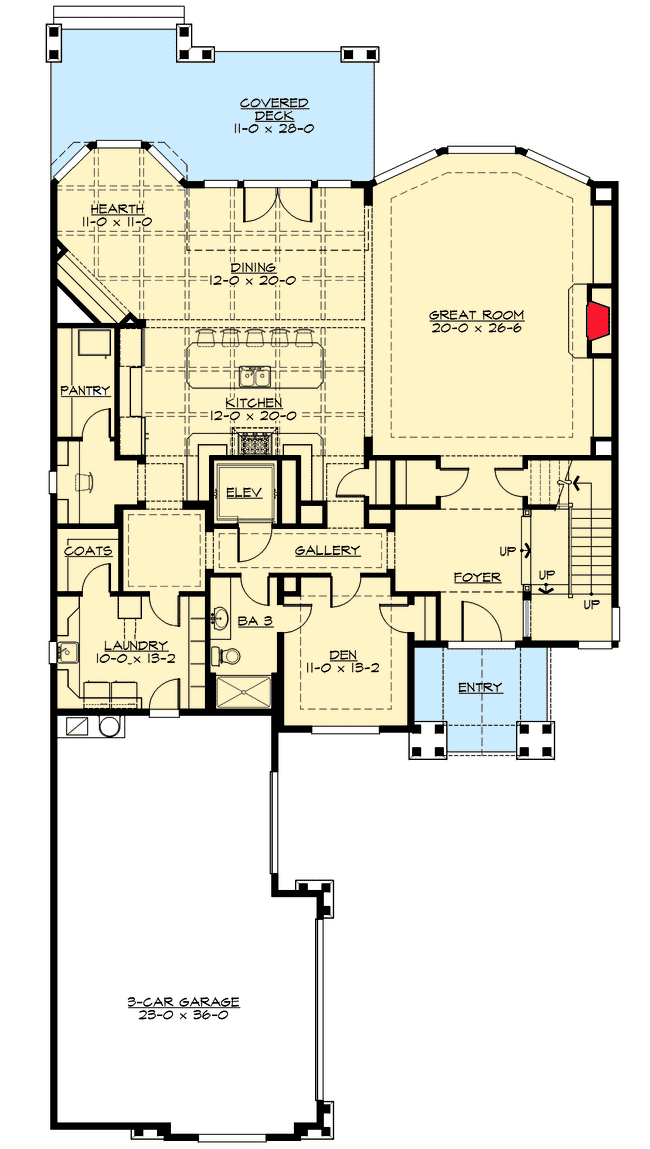 Plan 23486JD: Huge, Open Floor Plan - Floor Plan - Main Level - Cape Cod, Coastal, Northwest, Shingle, Traditional