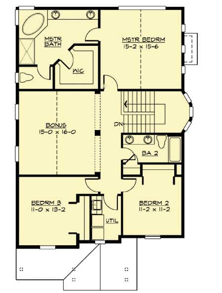 Plan 2349JD: Timeless Rustic Exterior in 2 Sizes - Floor Plan - 2nd Floor - Northwest, Shingle