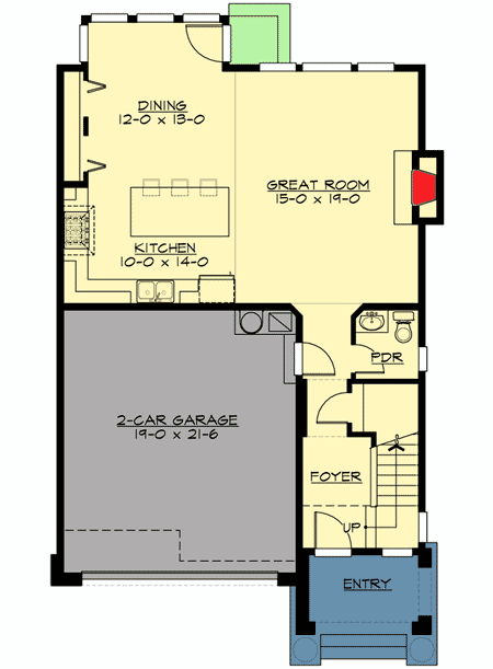 Plan 23493JD: Contemporary Northwest Home Plan - 1915 Sq Ft - Floor Plan - Main Level - Contemporary, Northwest, Prairie