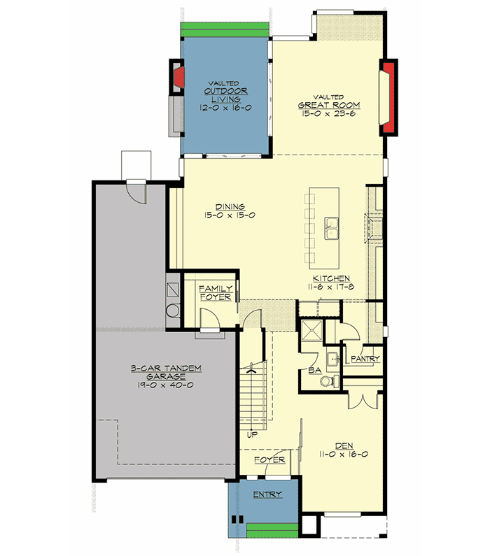 Plan 23510JD: 4 Bed Modern House Plan - Floor Plan - Main Level - Modern, Northwest