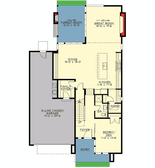 Plan 23511JD: Clean, Straight Lines - Floor Plan - Main Level - Contemporary, Modern, Northwest