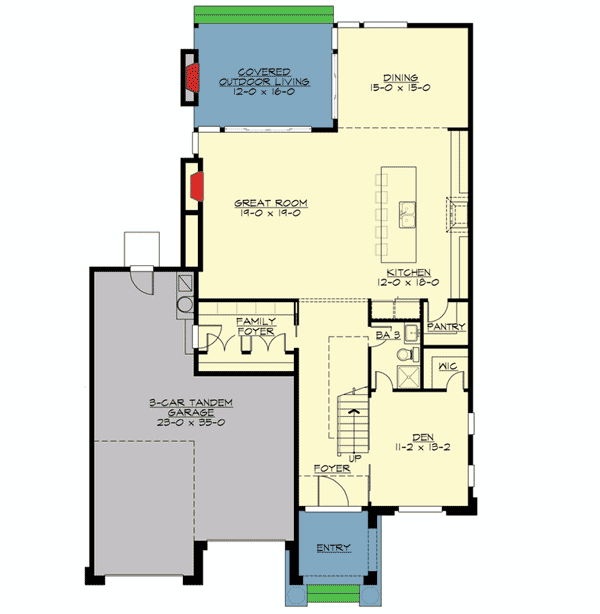 Plan 23512JD: 4 (or 5 Bed) House Plan With Contemporary Styling - Floor Plan - Main Level - Contemporary, Northwest, Prairie