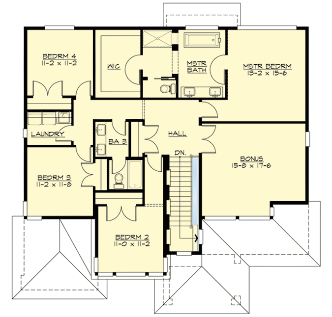 Plan 23518JD: Tandem Garage and Optional Flex Space - Floor Plan - 2nd Floor - Contemporary, Northwest, Prairie