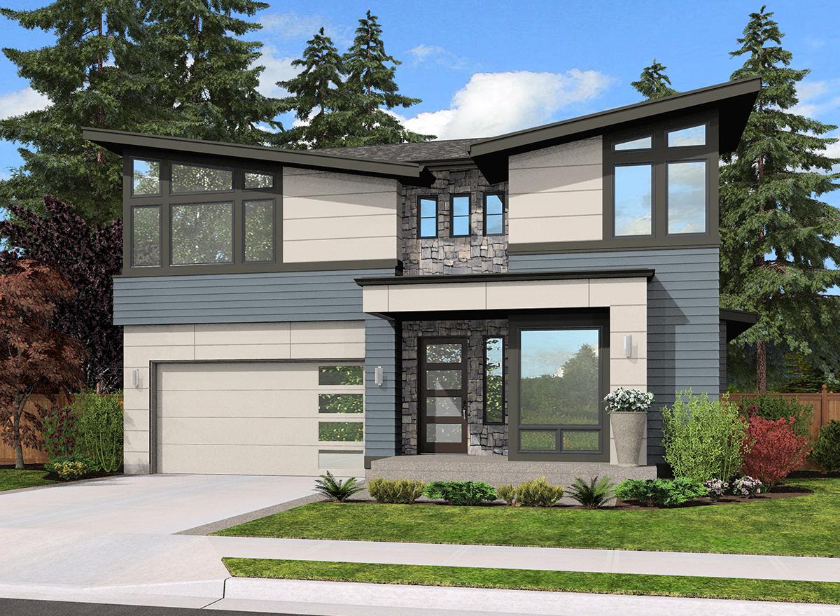 Plan 23520JD: Contemporary House Plan With Angular Roofline - 2655 Sq Ft - Image #14 - Modern, Northwest