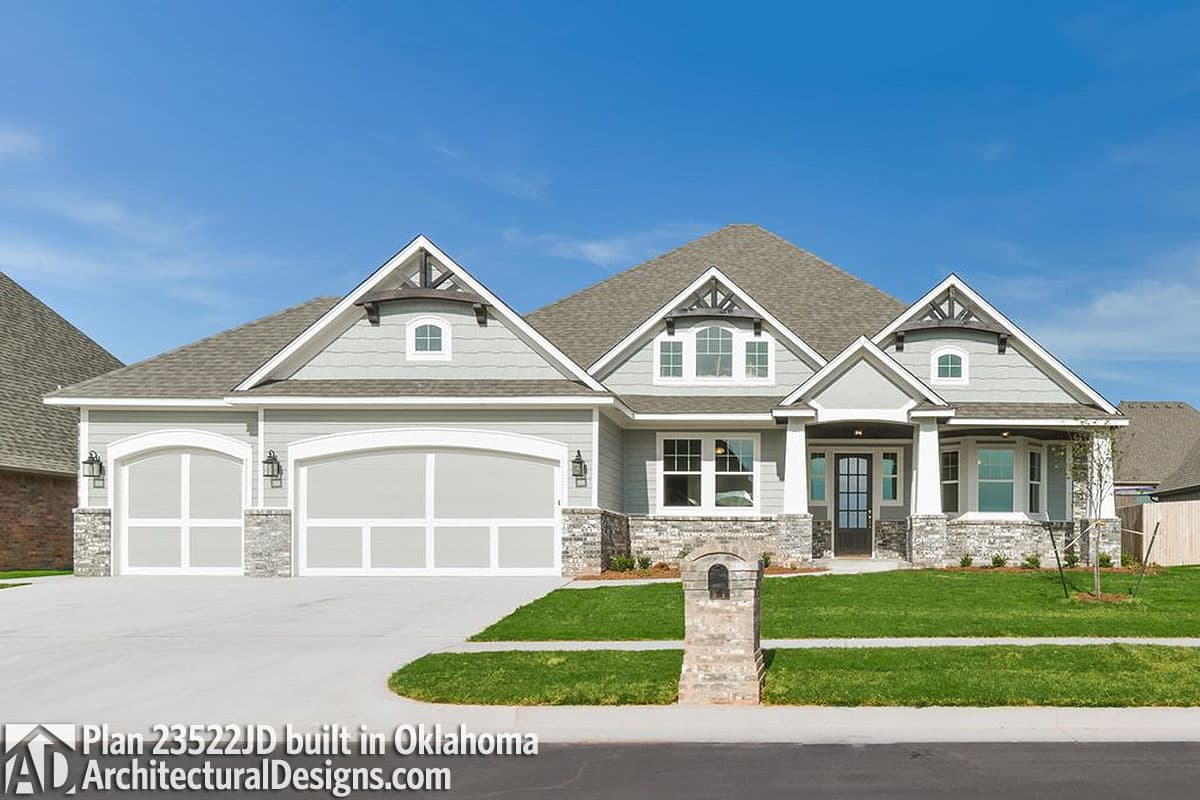 Plan 23522JD: Craftsman Bungalow with 3-Car Front-Facing Garage - Image #4 - Bungalow, Craftsman, Northwest