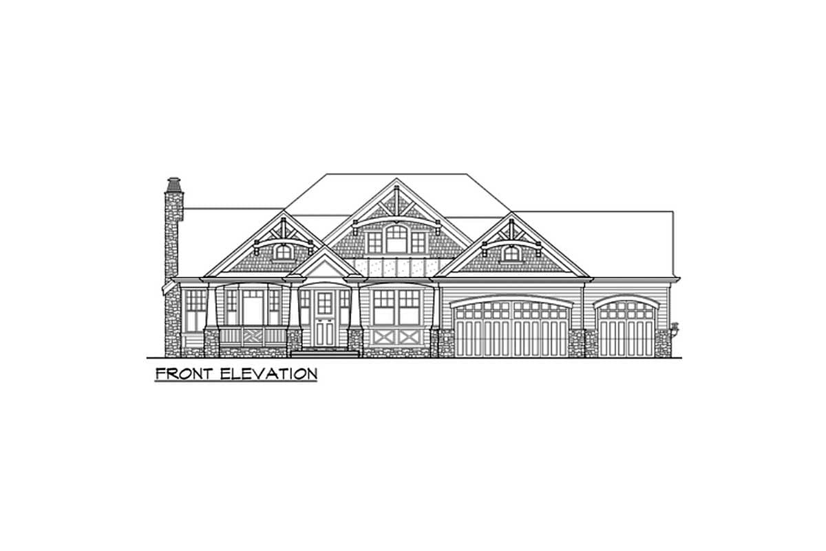 Plan 23522JD: Craftsman Bungalow with 3-Car Front-Facing Garage - Image #6 - Bungalow, Craftsman, Northwest
