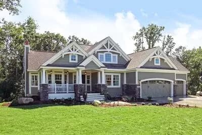 Craftsman Bungalow with 3-Car Front-Facing Garage