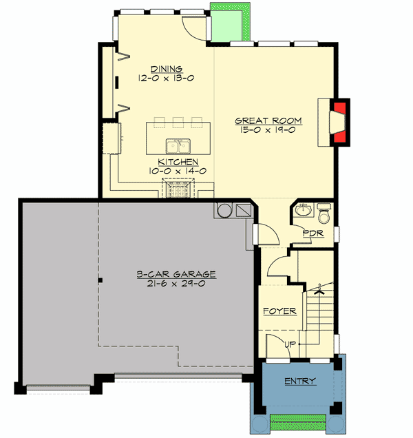 Plan 23525JD: Contemporary Home Plan With Options - Floor Plan - Main Level - Contemporary, Northwest, Prairie