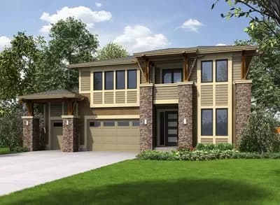 Prairie-Influenced Contemporary House Plan With 3 Car Garage - 2665 Sq Ft