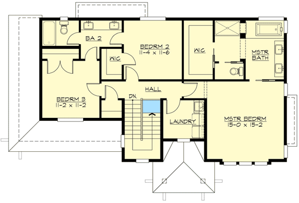 Plan 23542JD: Live on Three Levels - Floor Plan - 2nd Floor - Contemporary, Northwest