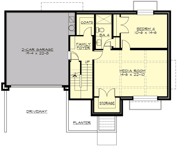Plan 23542JD: Live on Three Levels - Floor Plan - Basement - Contemporary, Northwest