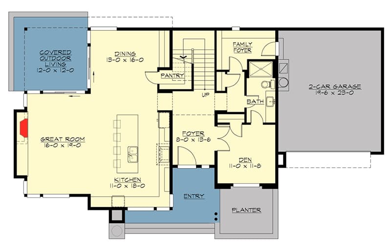 Plan 23543JD: Spacious Open Layout - Floor Plan - Main Level - Craftsman, Northwest, Prairie
