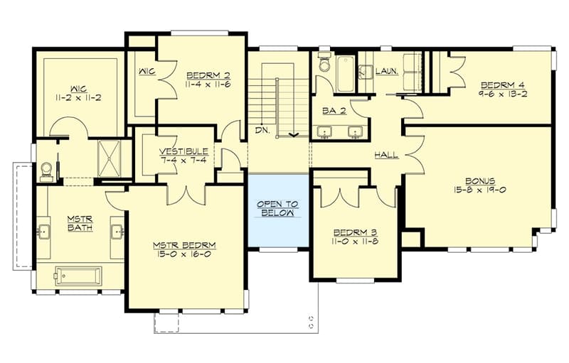 Plan 23543JD: Spacious Open Layout - Floor Plan - 2nd Floor - Craftsman, Northwest, Prairie