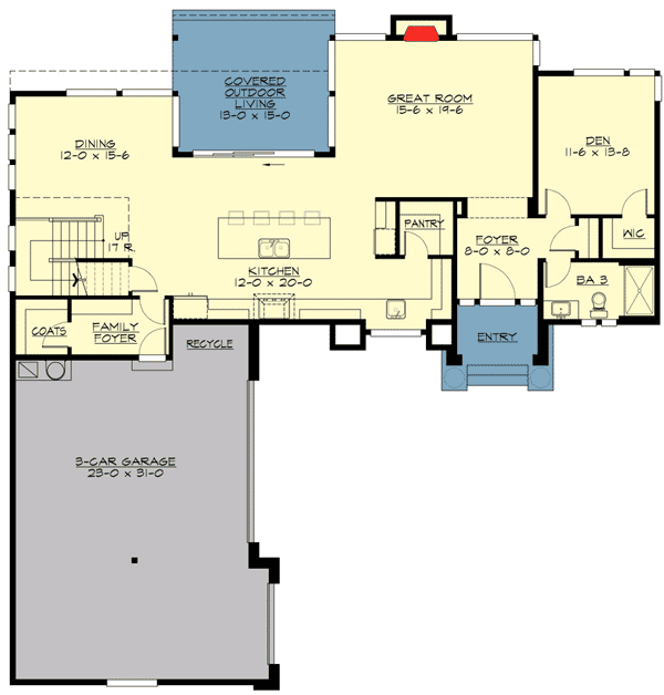 Plan 23545JD: Stylish Modern House Plan with Lots of Perks - Floor Plan - Main Level - Northwest, Prairie