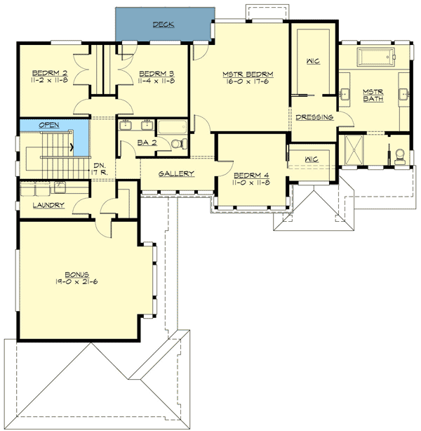 Plan 23545JD: Stylish Modern House Plan with Lots of Perks - Floor Plan - 2nd Floor - Northwest, Prairie