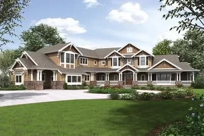 5-Bed 5880 Square Foot Shingle Style Home Plan 