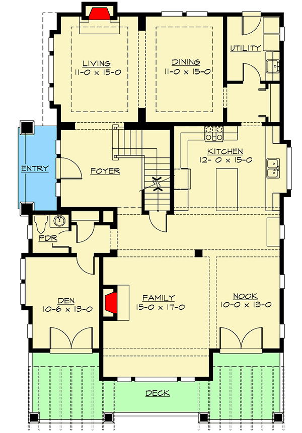 Plan 2355JD: For The Front Sloping Lot - Floor Plan - Main Level - Craftsman, Mountain, Northwest
